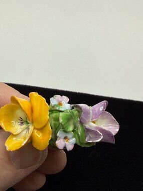 Vintage Coalport Porcelain Flower Brooch